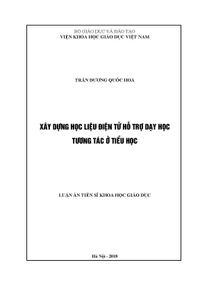 Luận án tiến sĩ xây dựng học liệu điện tử hỗ trợ dạy học tương tác ở tiểu học