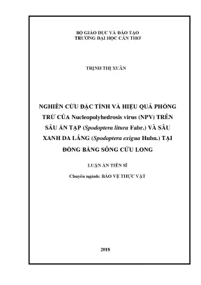 Luận án tiến sĩ nghiên cứu đặc tính và hiệu quả phòng trừ của nucleopolyhedrosis virus npv trên sâu ăn tạp spodoptera litura fabr và sâu xanh da láng spodoptera exigua hubn tại đồng bằng sông cửu long