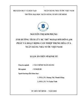 Luận án tiến sĩ ảnh hưởng tích lũy dự trữ ngoại hối đến lạm phát và hoạt động can thiệp trung hòa của ngân hàng nhà nước việt nam