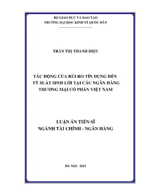 Luận án tiến sĩ tác động của rủi ro tín dụng đến tỷ suất sinh lời tại các ngân hàng thương mại cổ phần việt nam
