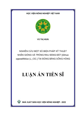Luận án tiến sĩ nghiên cứu một số biện pháp kỹ thuật nhân giống và trồng rau đắng đất glinus oppositifolius l dc tại đồng bằng sông hồng