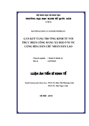Luận án ts gắn kết tăng trưởng kinh tế với thực hiện công bằng xã hội ở nước chdcnd lào