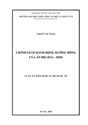 Luận án tiến sĩ chính sách hành động hướng đông của ấn độ 2014 2020
