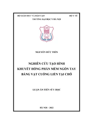 Luận án tiến sĩ nghiên cứu tạo hình khuyết hổng phần mềm ngón tay bằng vạt cuống liền tại chỗ