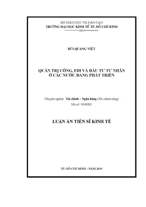 Luận án ts quản trị công fdi và đầu tư tư nhân ở các nước đang phát triển