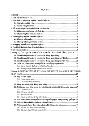 Luận án tiến sĩ kinh tế cải cách hệ thống ngân hàng nhật bản giai đoạn 1990 2005 và một số hàm ý cho việt nam