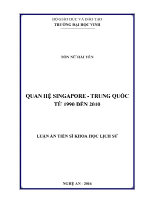 Luận án tiến sĩ quan hệ singapore trung quốc từ 1990 đến 2010