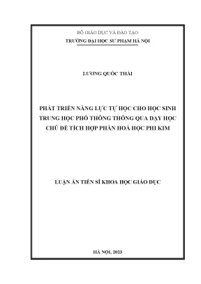 Luận án tiến sĩ phát triển năng lực tự học cho học sinh thpt thông qua dạy học chủ đề tích hợp phần hóa học phi kim