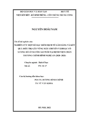 Luận án tiến sĩ nghiên cứu một số đặc điểm dịch tễ lâm sàng và kết quả điều trị gãy vùng mấu chuyển vàhoặc cổ xương đùi ở người cao tuổi tại bệnh viện chấn thương chỉnh hình nghệ an 2020 2021