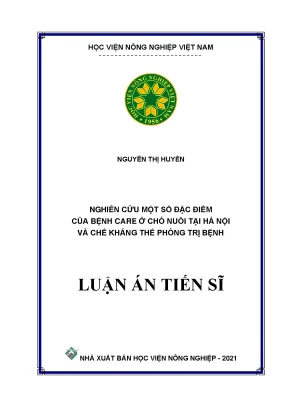 Luận án tiến sĩ nghiên cứu một số đặc điểm của bệnh care ở chó nuôi tại hà nội và chế kháng thể phòng trị bệnh