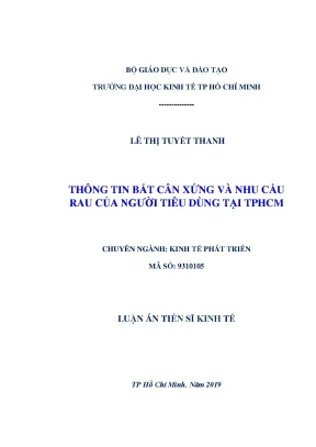 Luận án ts thông tin bất cân xứng và nhu cầu rau của người tiêu dùng tại tphcm