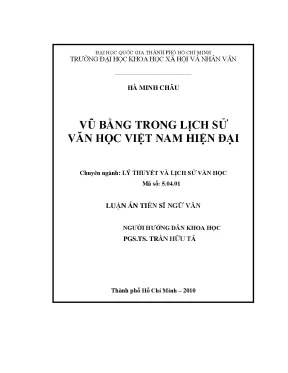 Vũ bằng trong lịch sử văn học việt nam hiện đại luận ántiến sĩ 5 04 01