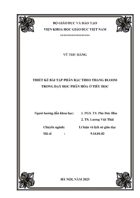 Luận án tiến sĩ thiết kế bài tập phân bậc theo thang bloom trong dạy học phân hóa ở tiểu học