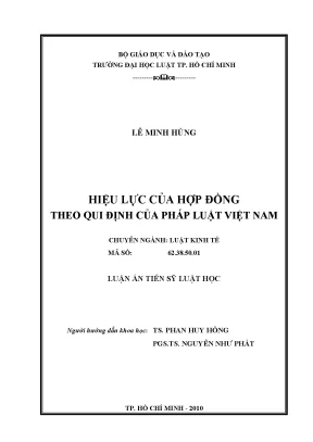 Luận án tiến sĩ hiệu lực của hợp đồng theo qui định của pháp luật việt nam