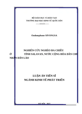 Luận án tiến sĩ nghiên cứu nghèo đa chiều ở tỉnh saravanh nước cộng hòa dân chủ nhân dân lào