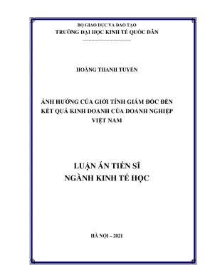 Luận án tiến sĩ ảnh hưởng của giới tính giám đốc đến kết quả kinh doanh của doanh nghiệp việt nam
