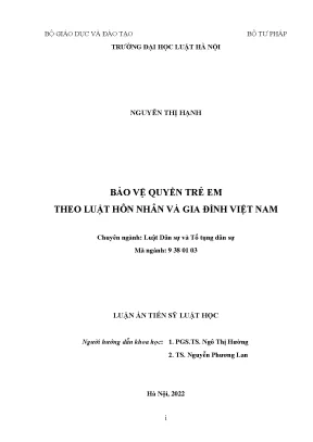 Luận án tiến sĩ bảo vệ quyền trẻ em theo luật hôn nhân và gia đình việt nam