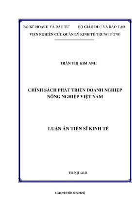 Luận án tiến sĩ chính sách phát triển doanh nghiệp nông nghiệp việt nam