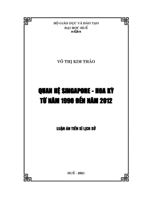 Luận án tiến sĩ quan hệ singapore hoa kỳ từ năm 1990 dến năm 2012