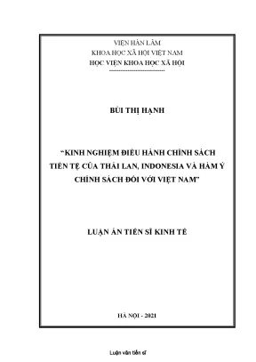 Luận án tiến sĩ kinh nghiệm điều hành chính sách tiền tệ của thái lan indonesia và hàm ý chính sách đối với việt nam