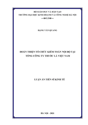 Luận án tiến sĩ hoàn thiện tổ chức kiểm toán nội bộ tại tổng công ty thuốc lá việt nam