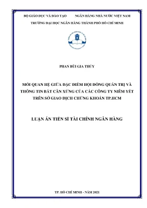 139 mối quan hệ giữa đặc điểm hội đồng quản trị và thông tin bất cân xứng của các cty niêm yết trên sở giao dịch chứng khoán tphcm luận án tiến sĩ tcnh 2023