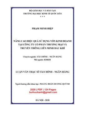 Luận văn thạc sĩ tài chính ngân hàng nâng cao hiệu quả sử dụng vốn kinh doanh tại công ty cổ phần thương mại và truyền thông liên minh dầu khí
