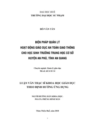 Luận văn thạc sĩ khoa học giáo dục biện pháp quản lý hoạt động giáo dục an toàn giao thông cho học sinh trường trung học cơ sở huyện an phú tỉnh an giang