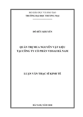 Luận văn thạc sĩ kinh tế quản trị mua nguyên vật liệu tại công ty cổ phần vissai hà nam