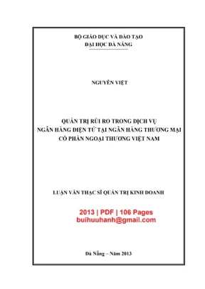 Luận văn thạc sĩ quản trị kinh doanh quản trị rủi ro trong dịch vụ ngân hàng điện tử tại ngân hàng thương mại cổ phần ngoại thương việt nam