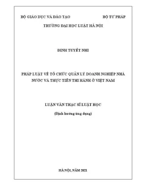 Luận văn thạc sĩ luật học pháp luật về tổ chức quản lý dnnn và thực tiễn thi hành ở việt nam