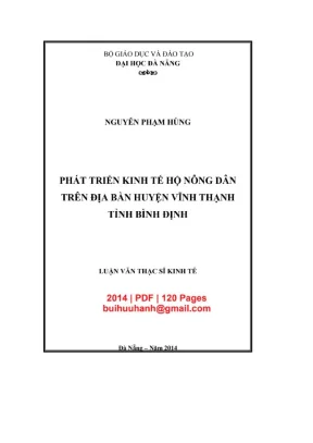 Luận văn thạc sĩ kinh tế phát triển kinh tế hộ nông dân trên địa bàn huyện vĩnh thạch tỉnh bình định