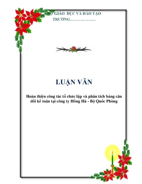 Luận văn hoàn thiện công tác tổ chức lập và phân tích bảng cân đối kế toán tại công ty hồng hà bộ quốc phòng