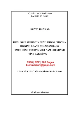 Luận văn thạc sĩ quản trị kinh doanh kiểm soát rủi ro tín dụng trong cho vay hộ kinh doanh của ngân hàng tmcp công thương việt nam chi nhánh tỉnh đăk nông