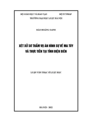 Luận văn thạc sĩ luật học xét xử sơ thẩm vụ án hình sự về ma tuý và thực tiễn tại tỉnh điện biên