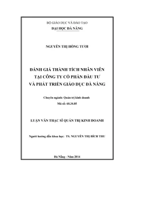 Luận văn thạc sĩ quản trị kinh doanh đánh giá thành tích nhân viên tại công ty cổ phần đầu tư và phát triển giáo dục đà nẵng