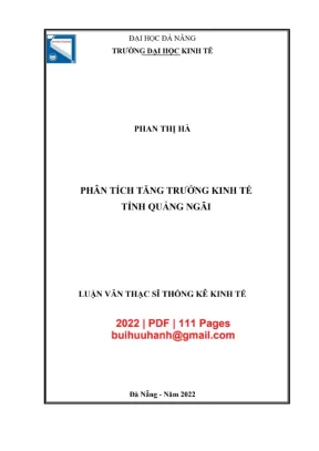 Luận văn thạc sĩ thống kê kinh tế phân tích tăng trưởng kinh tế tỉnh quảng ngãi