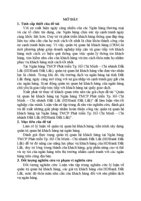 Luận văn thạc sĩ quản lý hệ thống thông tin về quản trị quan hệ khách hàng tại ngân hàng