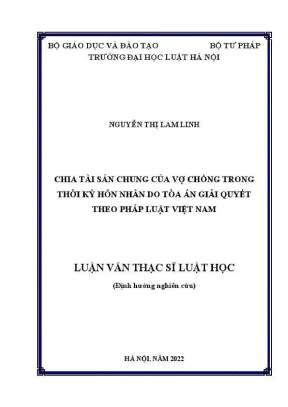 Luận văn thạc sĩ luật học chia tài sản chung của vợ chồng trong thời kỳ hôn nhân do toà án giải quyết theo pháp luật việt nam