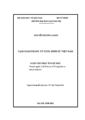Luận văn thạc sĩ luật học tạm giam trong tố tụng hình sự việt nam