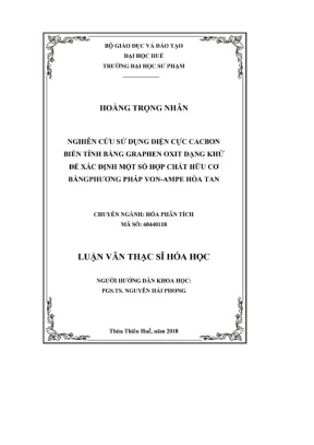 Luận văn thạc sĩ hóa học nghiên cứu sử dụng điện cực cacbon biến tính bằng graphen oxit dạng khử để xác định một số hợp chất hữu cơ bằng phương pháp vonampe hoà tan