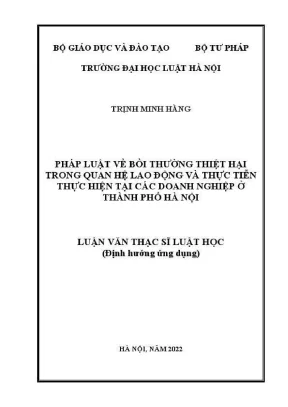 Luận văn thạc sĩ luật học pháp luật về bồi thường thiệt hại trong quan hệ lao động và thực tiễn thực hiện tại các doanh nghiệp ở thành phố hà nội