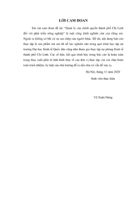 Luận văn tốt nghiệp quản lý của chính quyền thành phố chí linh đối với phát triển nông nghiệp