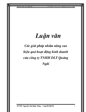 Luận văn các giải pháp nhằm nâng cao hiệu quả hoạt động kinh doanh của công ty tnhh dlt quảng ngãi