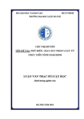 Luận văn thạc sĩ luật học phổ biến giáo dục pháp luật tử thực tiễn tỉnh nam định