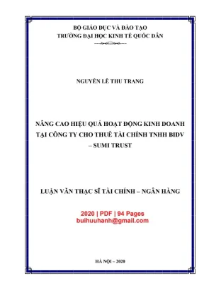 Luận văn thạc sĩ tài chính ngân hàng nâng cao hiệu quả hoạt động kinh doanh tại công ty cho thuê tài chính tnhh bidv sumi trust
