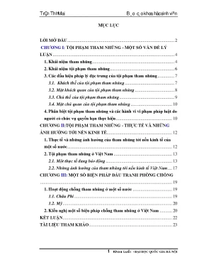Luận văn tội phạm tham nhũng một số vấn đề lý luận thực tế và những ảnh hưởng tới nền kinh tế một số biện pháp đấu tranh phòng chống