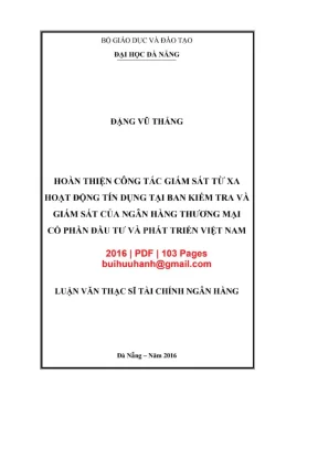 Luận văn thạc sĩ quản trị kinh doanh hoàn thiện công tác giám sát từ xa hoạt động tín dụng tại ban kiểm tra và giám sát của ngân hàng thương mại cổ phần đầu tư và phát triển việt nam