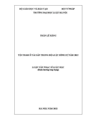 Luận văn thạc sĩ luật học tội tham ô tài sản trong bộ luật hình sự năm 2015