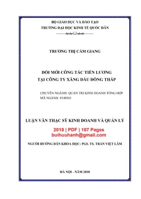 Luận văn thạc sĩ kinh doanh và quản lý đổi mới công tác tiền lương tại công ty xăng dầu đồng tháp